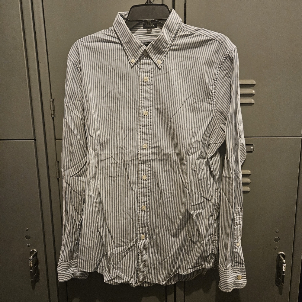 Mens Abercrombie & Fitch Super Slim Striped Button Up in Blue/White Size Large